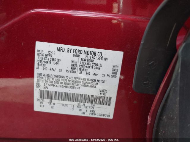 Photo 8 VIN: 2FMPK4J95HBB25191 - FORD EDGE 