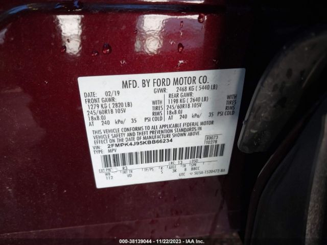 Photo 8 VIN: 2FMPK4J95KBB66234 - FORD EDGE 