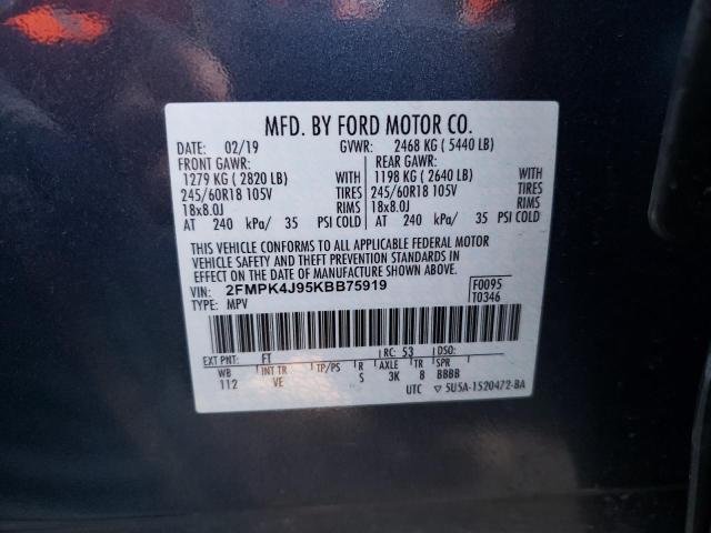 Photo 9 VIN: 2FMPK4J95KBB75919 - FORD EDGE SEL 