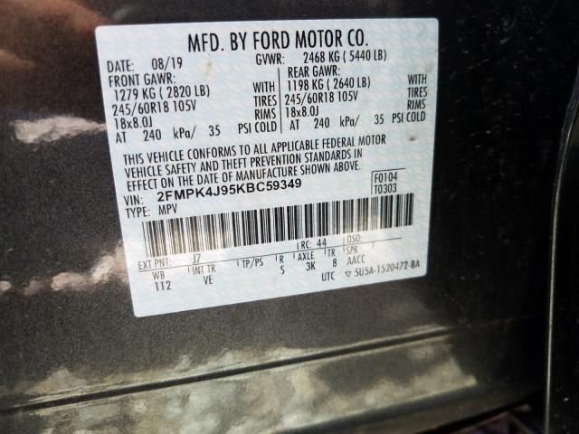 Photo 9 VIN: 2FMPK4J95KBC59349 - FORD EDGE SEL 