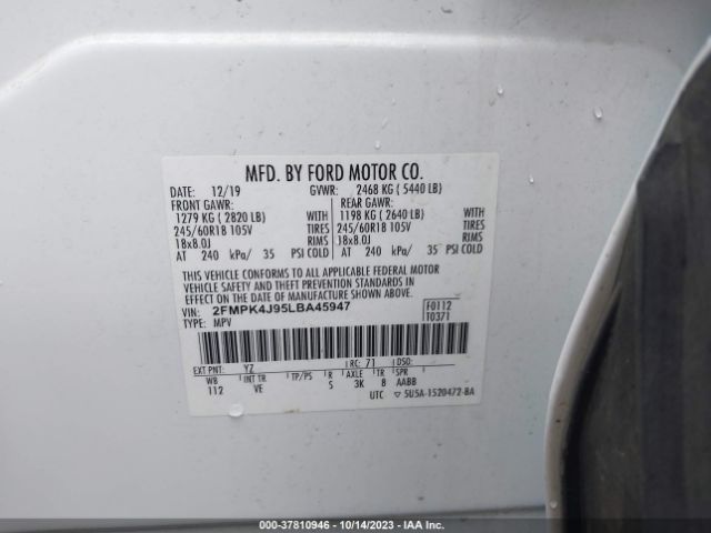 Photo 8 VIN: 2FMPK4J95LBA45947 - FORD EDGE 