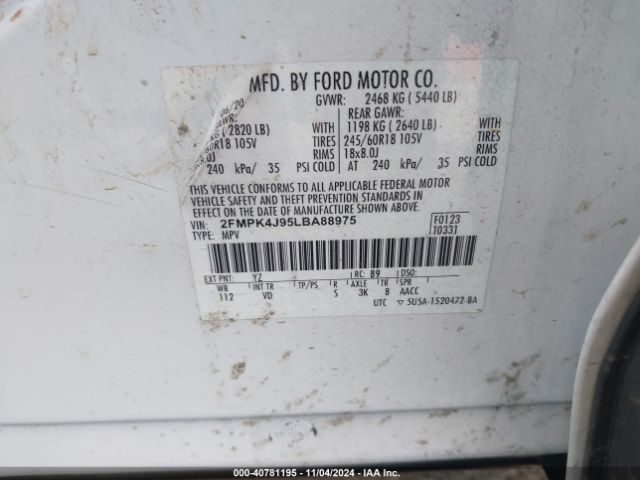 Photo 8 VIN: 2FMPK4J95LBA88975 - FORD EDGE 