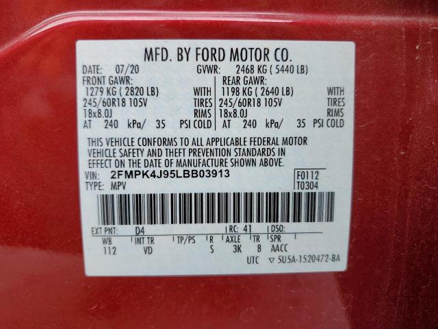 Photo 12 VIN: 2FMPK4J95LBB03913 - FORD EDGE SEL 