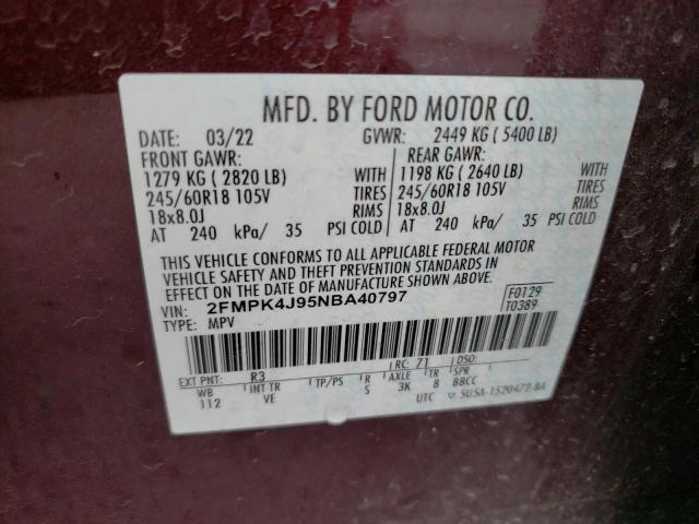 Photo 13 VIN: 2FMPK4J95NBA40797 - FORD EDGE SEL 