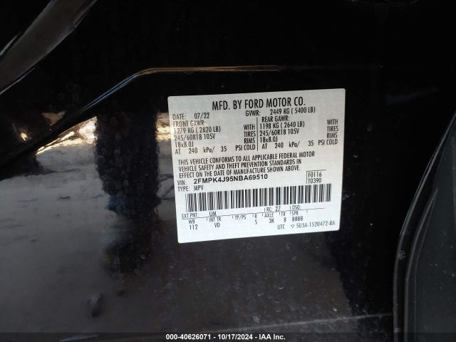 Photo 8 VIN: 2FMPK4J95NBA69510 - FORD EDGE 