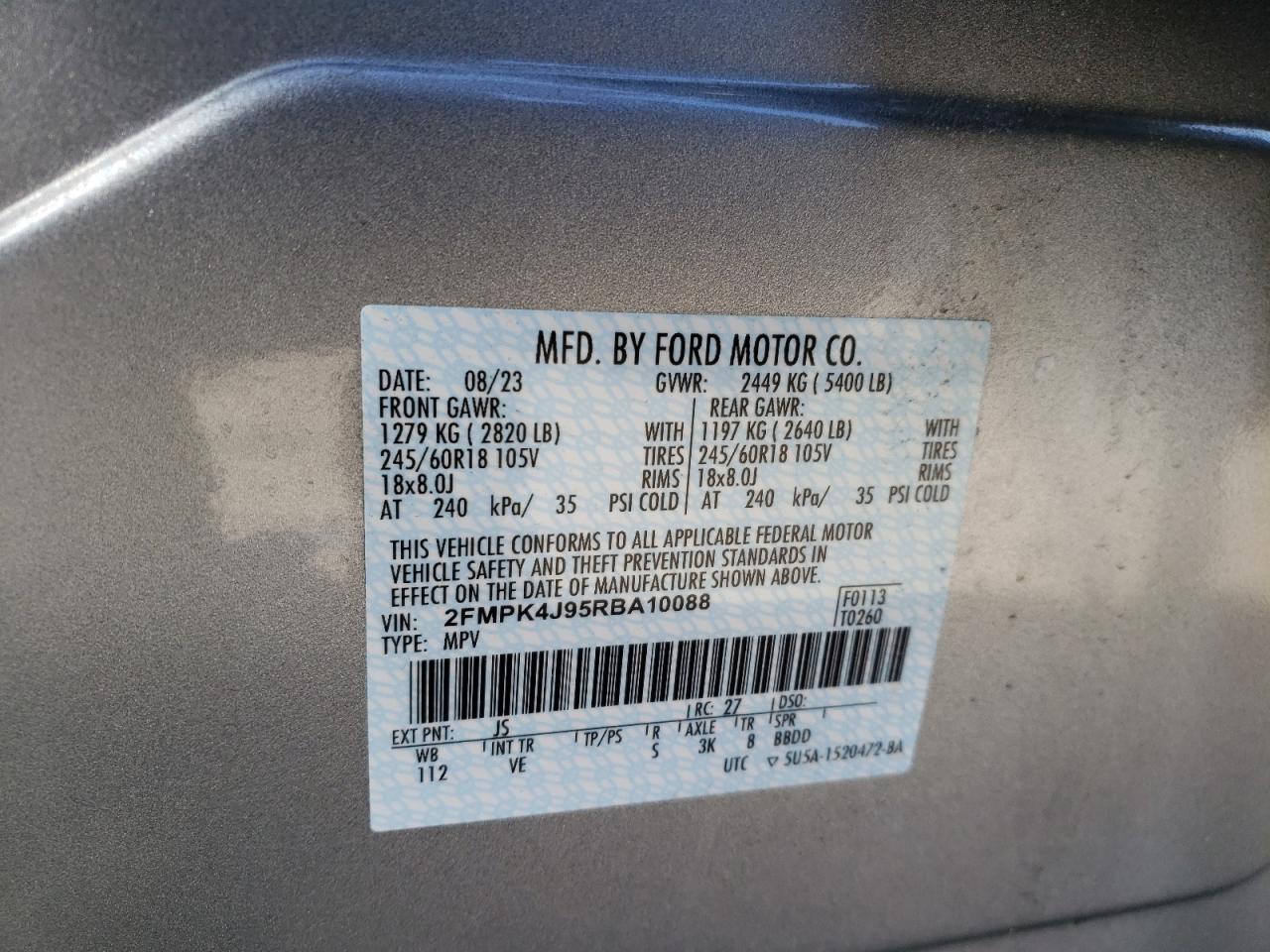 Photo 12 VIN: 2FMPK4J95RBA10088 - FORD EDGE 