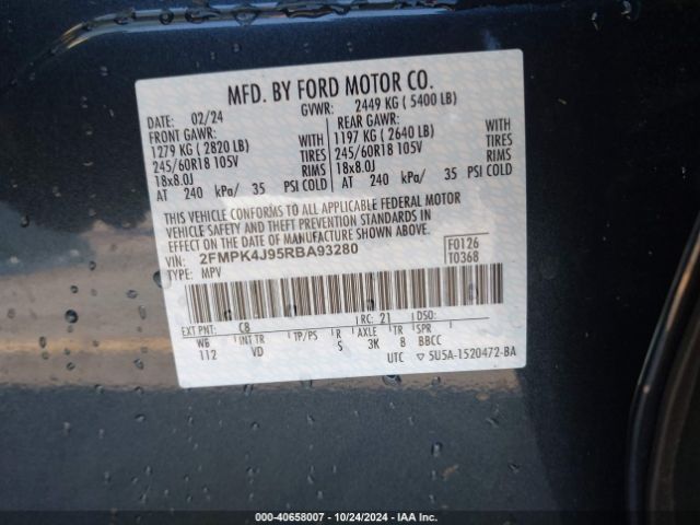 Photo 8 VIN: 2FMPK4J95RBA93280 - FORD EDGE 