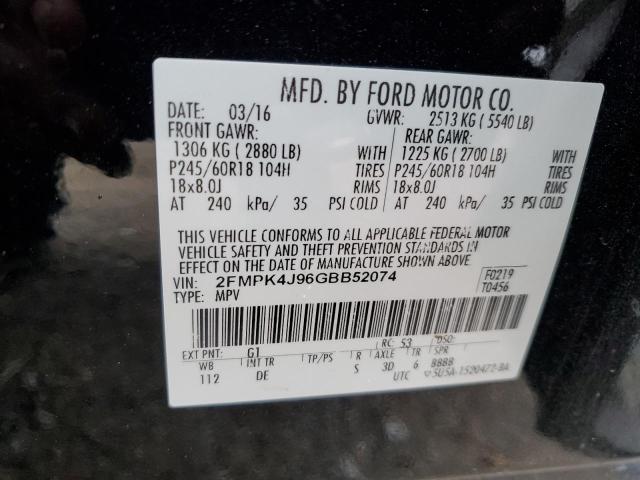 Photo 9 VIN: 2FMPK4J96GBB52074 - FORD EDGE SEL 