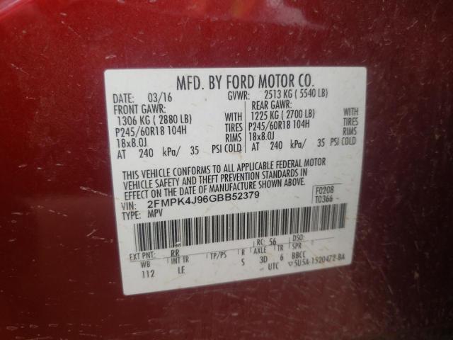 Photo 9 VIN: 2FMPK4J96GBB52379 - FORD EDGE SEL 