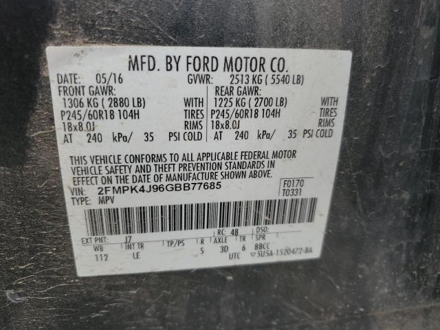 Photo 12 VIN: 2FMPK4J96GBB77685 - FORD EDGE SEL 