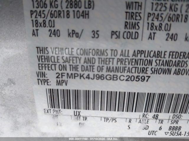 Photo 8 VIN: 2FMPK4J96GBC20597 - FORD EDGE 