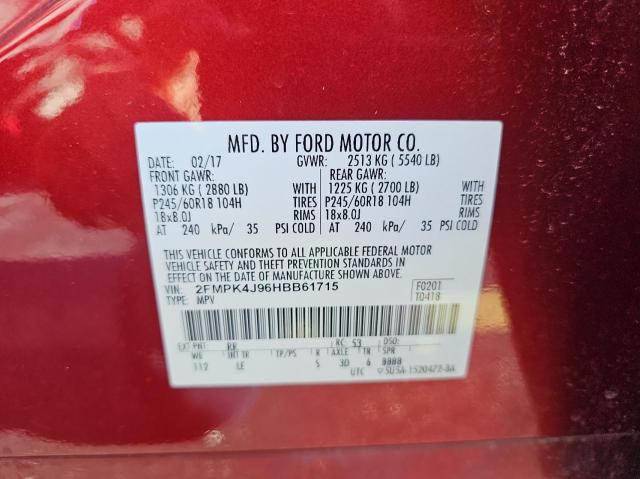 Photo 9 VIN: 2FMPK4J96HBB61715 - FORD EDGE SEL 