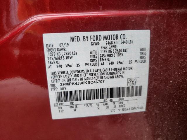 Photo 9 VIN: 2FMPK4J96KBC46707 - FORD EDGE SEL 