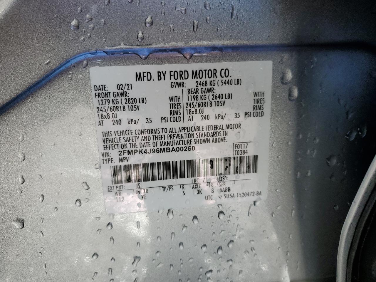 Photo 12 VIN: 2FMPK4J96MBA00260 - FORD EDGE 