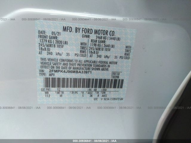 Photo 8 VIN: 2FMPK4J96MBA33971 - FORD EDGE 