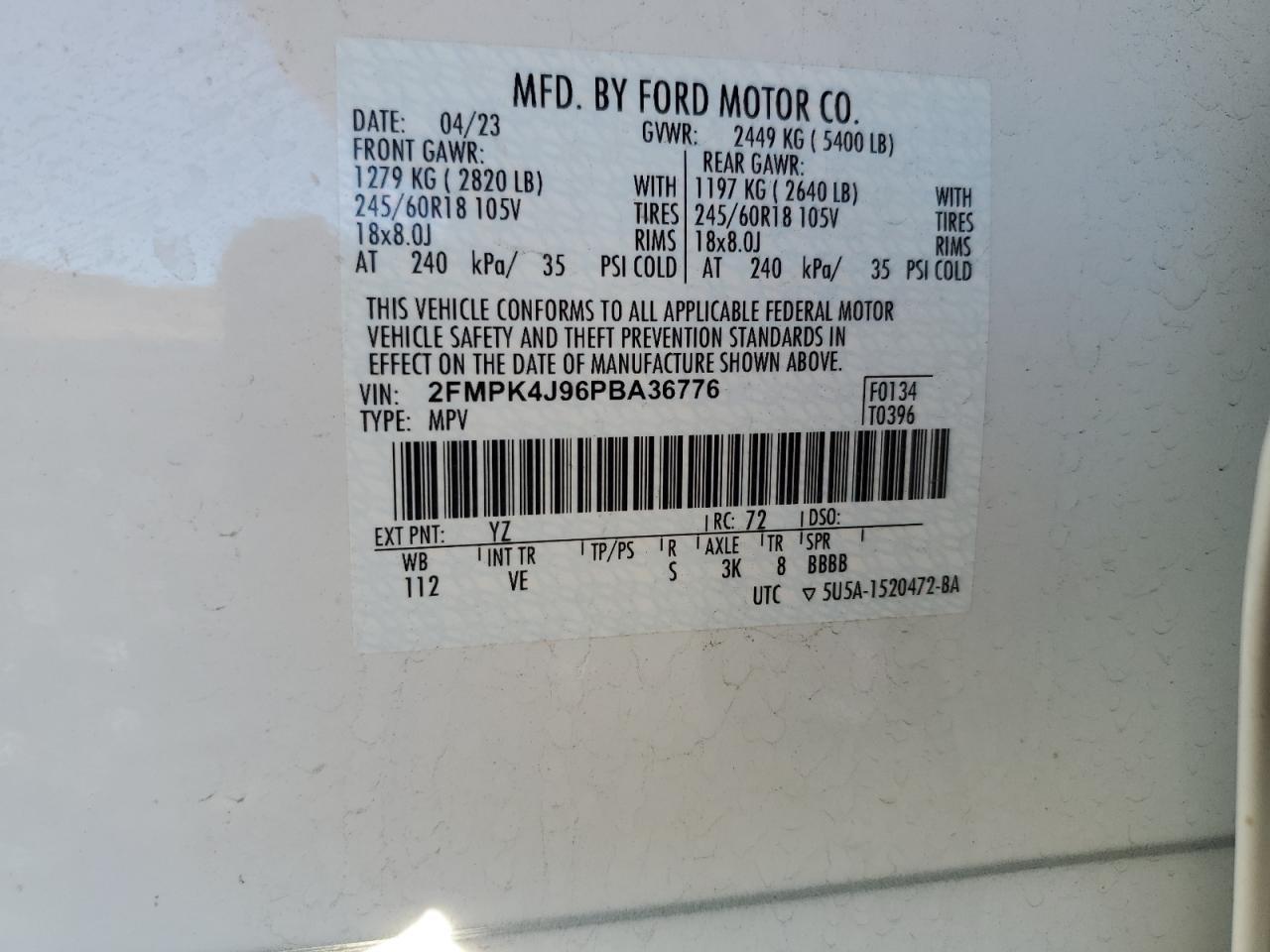 Photo 11 VIN: 2FMPK4J96PBA36776 - FORD EDGE 