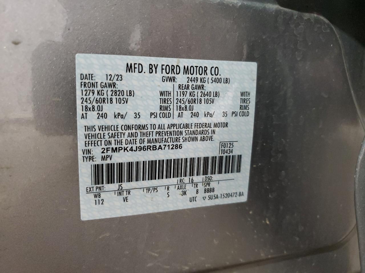 Photo 13 VIN: 2FMPK4J96RBA71286 - FORD EDGE 