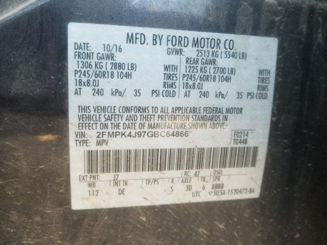 Photo 9 VIN: 2FMPK4J97GBC64866 - FORD EDGE SEL 