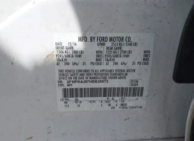 Photo 8 VIN: 2FMPK4J97HBB25872 - FORD EDGE 