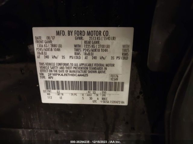 Photo 8 VIN: 2FMPK4J97HBC44425 - FORD EDGE 