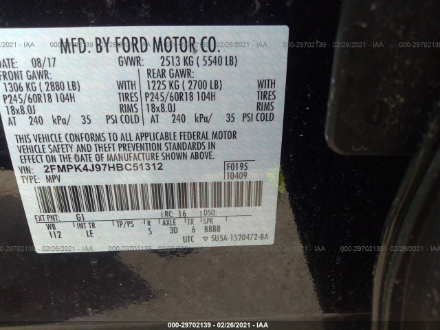 Photo 8 VIN: 2FMPK4J97HBC51312 - FORD EDGE 