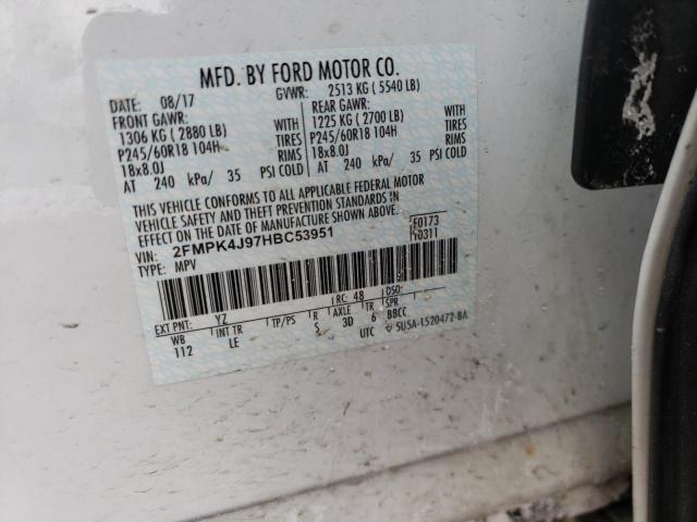 Photo 9 VIN: 2FMPK4J97HBC53951 - FORD EDGE SEL 