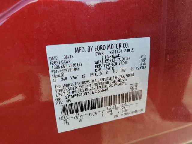 Photo 12 VIN: 2FMPK4J97JBC58945 - FORD EDGE SEL 