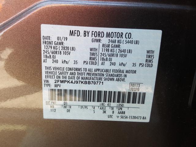 Photo 9 VIN: 2FMPK4J97KBB70771 - FORD EDGE 