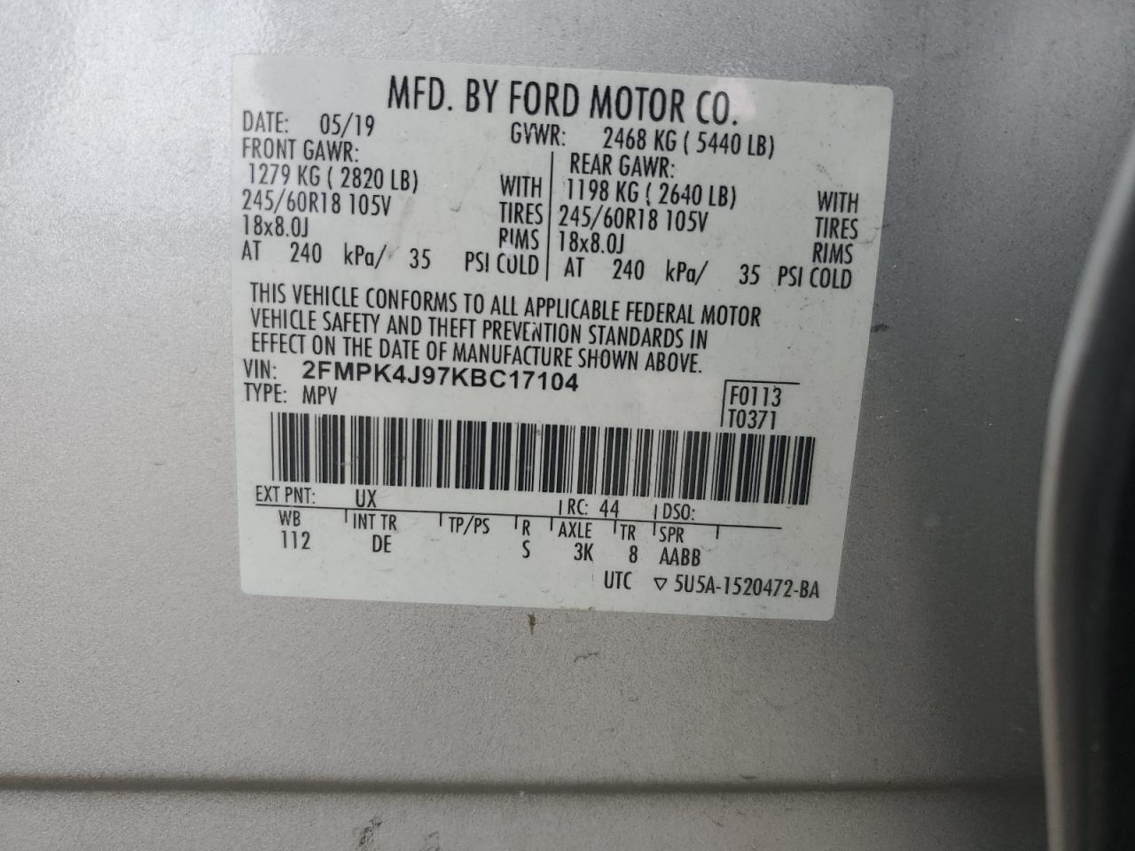 Photo 13 VIN: 2FMPK4J97KBC17104 - FORD EDGE 