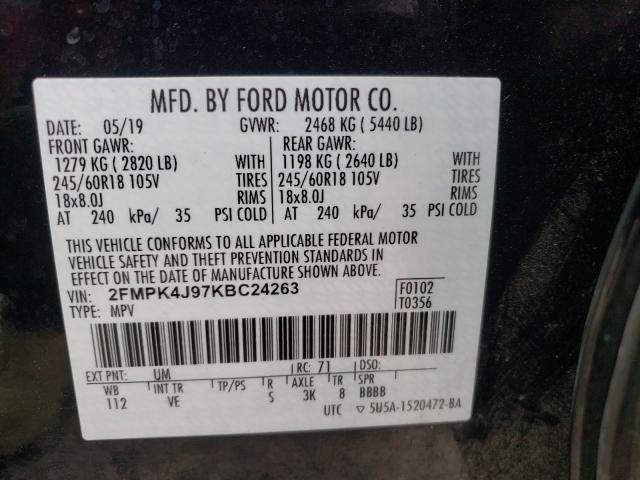 Photo 9 VIN: 2FMPK4J97KBC24263 - FORD EDGE SEL 