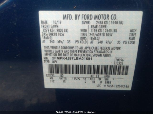 Photo 8 VIN: 2FMPK4J97LBA01691 - FORD EDGE 