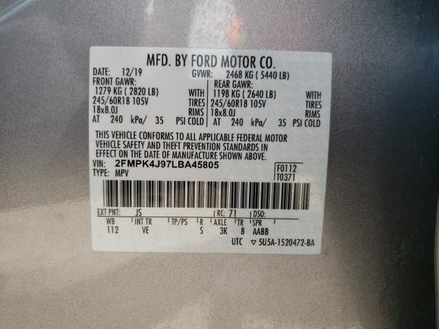 Photo 9 VIN: 2FMPK4J97LBA45805 - FORD EDGE SEL 