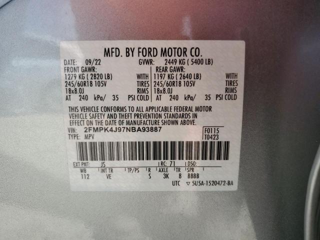 Photo 11 VIN: 2FMPK4J97NBA93887 - FORD EDGE SEL 