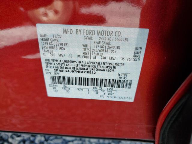 Photo 13 VIN: 2FMPK4J97NBB10932 - FORD EDGE SEL 