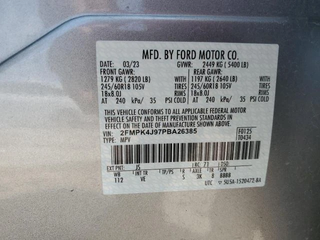 Photo 12 VIN: 2FMPK4J97PBA26385 - FORD EDGE SEL 