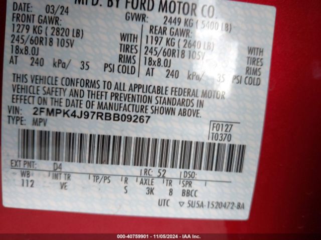 Photo 8 VIN: 2FMPK4J97RBB09267 - FORD EDGE 