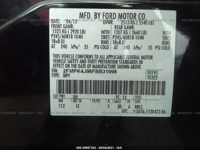 Photo 8 VIN: 2FMPK4J98FBB31998 - FORD EDGE 