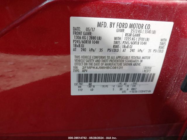 Photo 8 VIN: 2FMPK4J98HBC08131 - FORD EDGE 