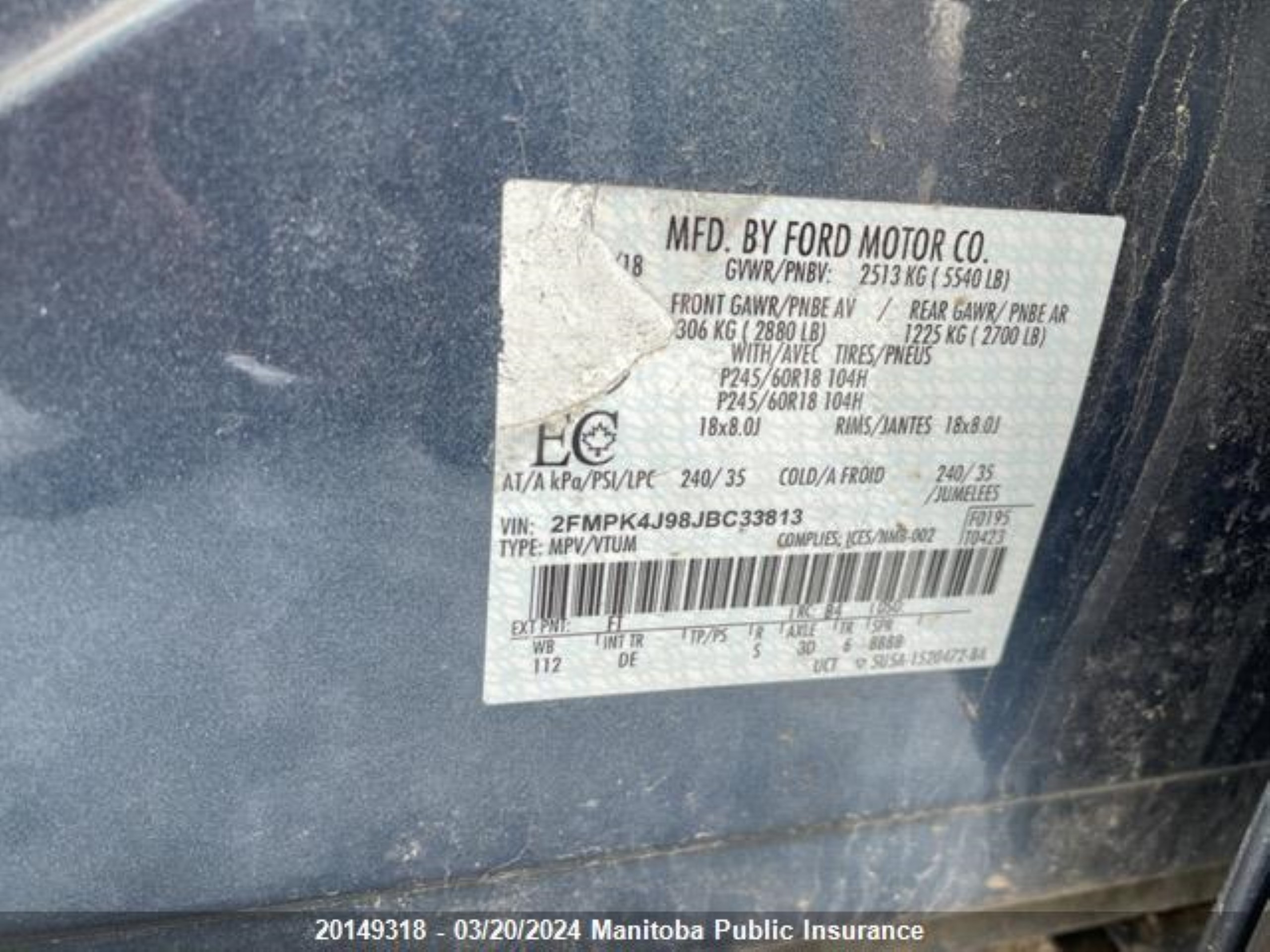 Photo 8 VIN: 2FMPK4J98JBC33813 - FORD EDGE 