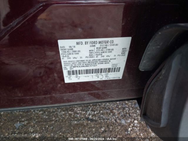 Photo 8 VIN: 2FMPK4J98JBC57321 - FORD EDGE 