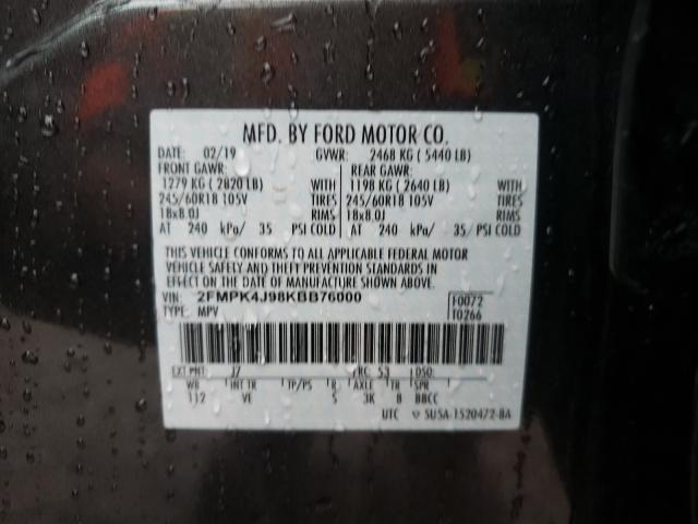 Photo 9 VIN: 2FMPK4J98KBB76000 - FORD EDGE 