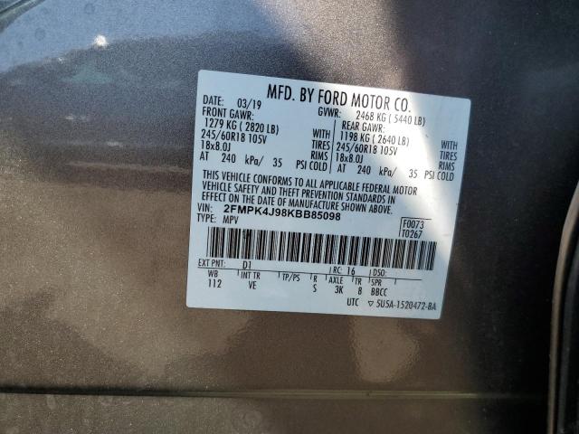 Photo 12 VIN: 2FMPK4J98KBB85098 - FORD EDGE SEL 