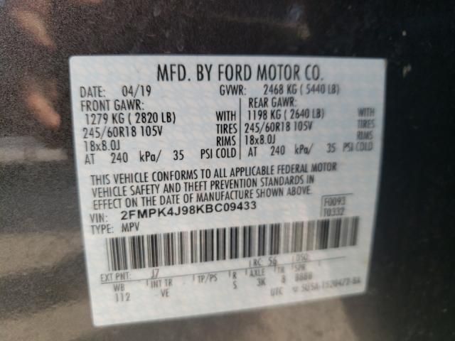 Photo 9 VIN: 2FMPK4J98KBC09433 - FORD EDGE SEL 