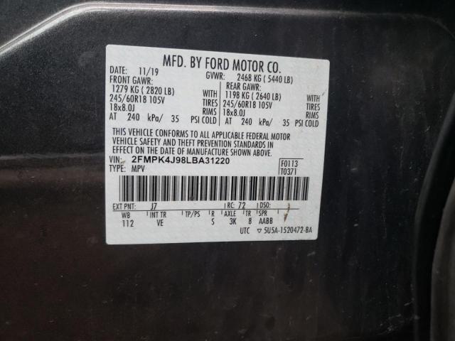 Photo 11 VIN: 2FMPK4J98LBA31220 - FORD EDGE SEL 