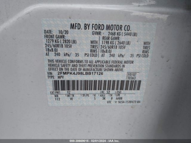 Photo 8 VIN: 2FMPK4J98LBB17126 - FORD EDGE 