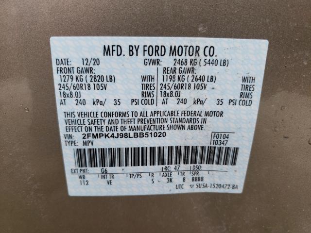 Photo 9 VIN: 2FMPK4J98LBB51020 - FORD EDGE SEL 