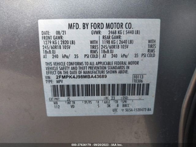 Photo 8 VIN: 2FMPK4J98MBA43689 - FORD EDGE 