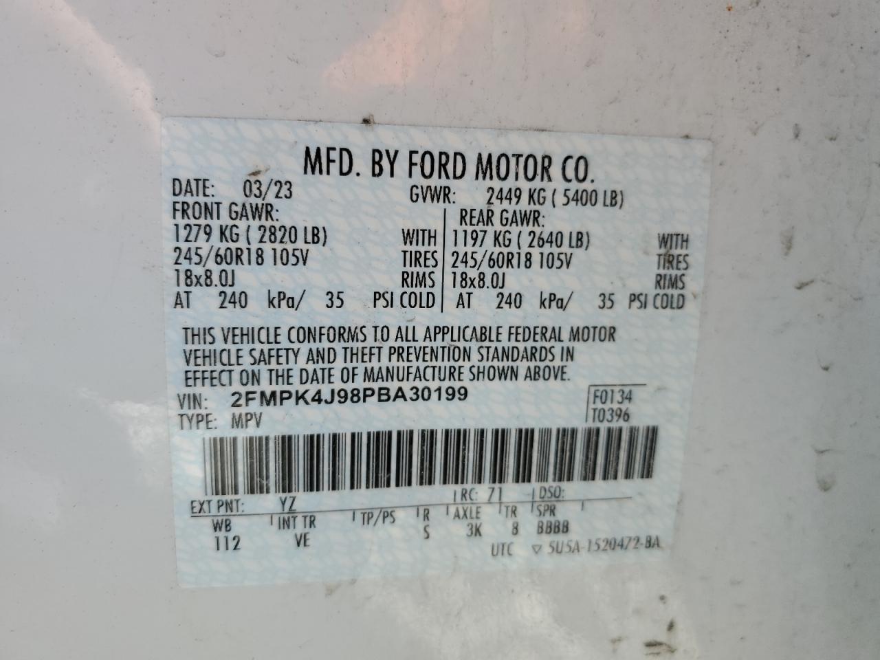 Photo 13 VIN: 2FMPK4J98PBA30199 - FORD EDGE 