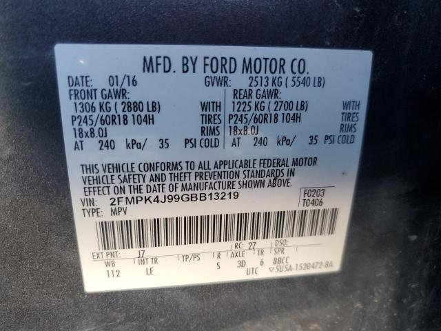 Photo 13 VIN: 2FMPK4J99GBB13219 - FORD EDGE SEL 