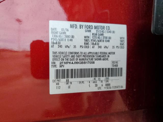 Photo 11 VIN: 2FMPK4J99GBB17058 - FORD EDGE 